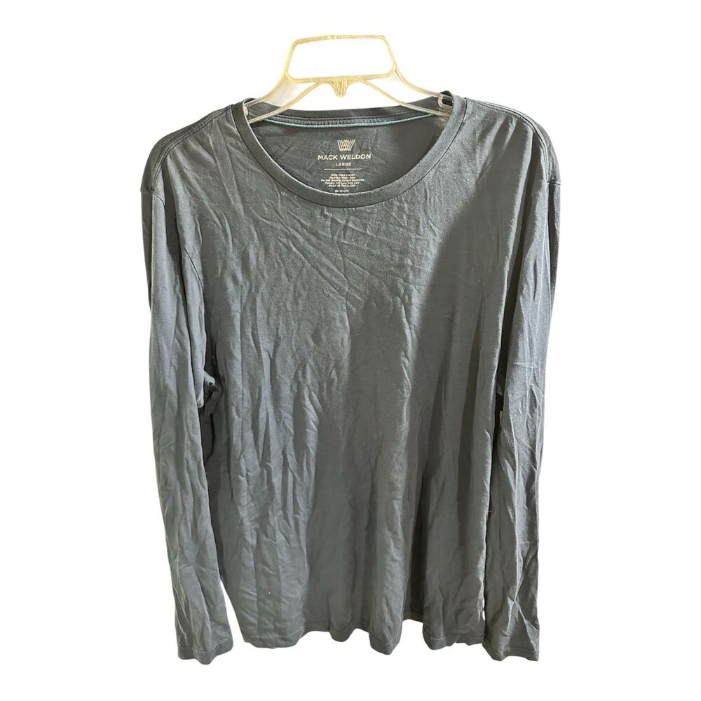 Mack Weldon Men's Long‎ Sleeve Crewneck T-Shirt Navy Blue Size Large Pima Cotton